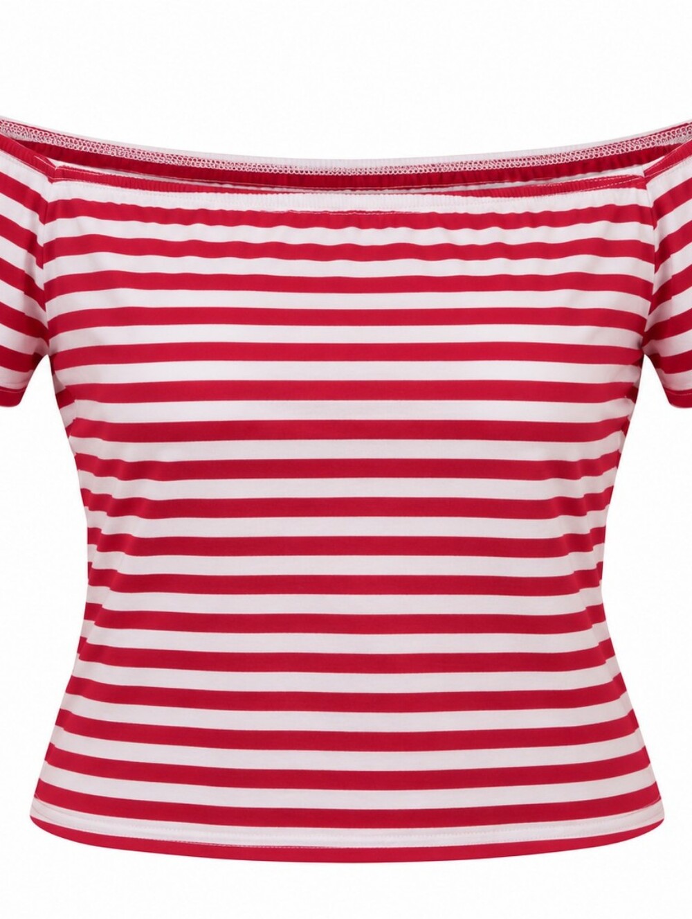 Red and White Striped Off-Shoulder Women's Top